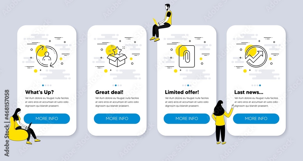 Aufkleber vector set of technology icons related to loyalty program, user info and attachment icons. ui phone 