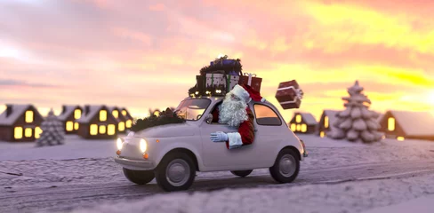 Türaufkleber Lavendel Der Weihnachtsmann kommt und bringt Geschenke!