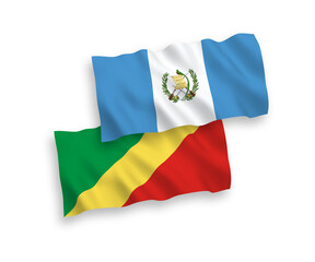 Flags of Republic of Guatemala and Republic of the Congo on a white background