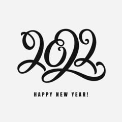 2022 hand lettering. Happy New Year card.