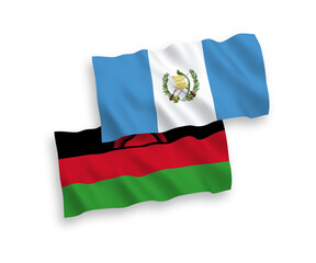 Flags of Republic of Guatemala and Malawi on a white background