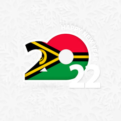 Happy New Year 2022 for Vanuatu on snowflake background.