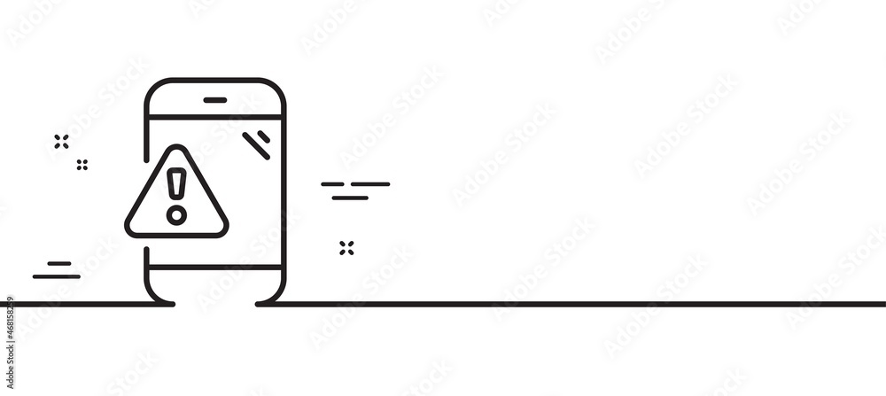 Poster warning message line icon. phone alert sign. caution app symbol. minimal line illustration backgroun