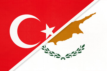 Obraz premium Turkey and Cyprus, symbol of country. Turkish vs national Cypriot flag
