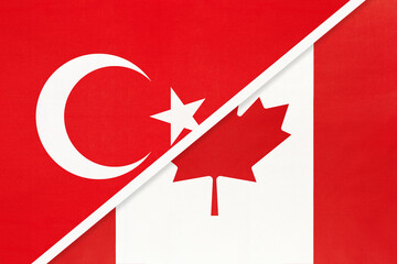 Turkey and Canada, symbol of country. Turkish vs Canadian national flag