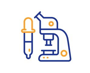 Microscope line icon. Laboratory equipment sign. Science lab instrument symbol. Colorful thin line outline concept. Linear style microscope icon. Editable stroke. Vector