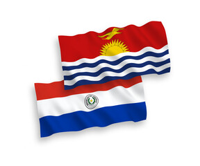 Flags of Republic of Kiribati and Paraguay on a white background