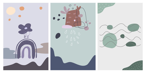 Fototapeta premium abstract background set Designed with various geometric shapes in doodle style for backgrounds, web designs, covers designs, digital paper, templates, cards, banners, templates, posters and more.