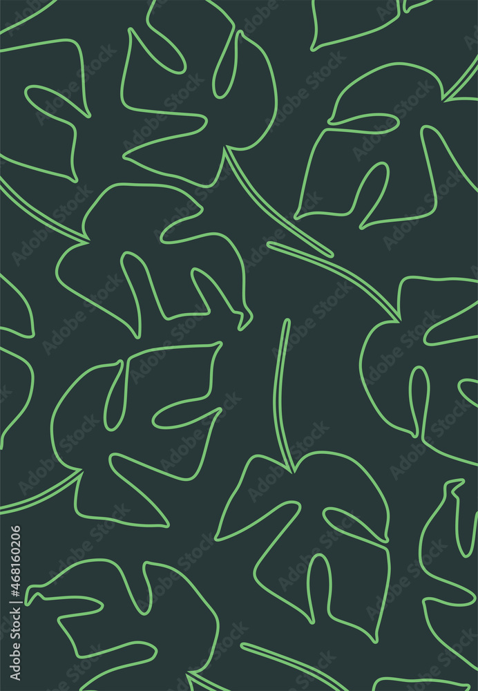 Poster minimalist background with simple leaves pattern