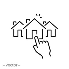 choice house icon, best variant home, outline real, search estate, thin line symbol - editable stroke vector illustration