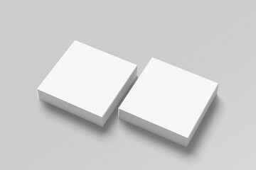 Square business card mockup on gray background. 