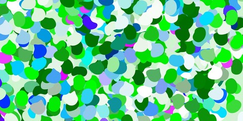 Light pink, green vector backdrop with chaotic shapes.