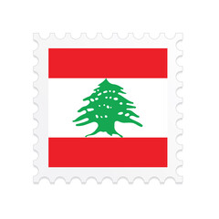 Lebanon flag postage stamp on white background. Vector illustration eps10.