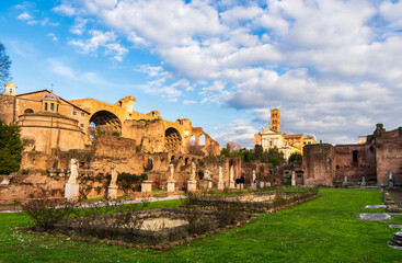 Garden outside ruins of roman forum