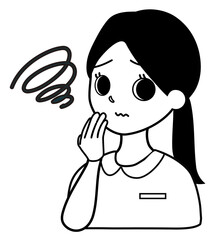 困惑する看護師（医療従事者）のイラスト素材