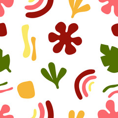 seamless pattern, flowers and abstraction, vector illustration