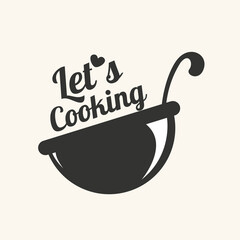 Lets Cooking logo. Labels restaurant or cafe. Vector illustration logotype.