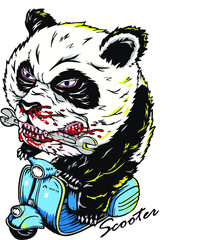 Illustration Of A Panda Riding A Scooter