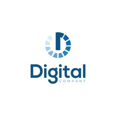 Modern Futuristic Flat Logo design for Digital Technology Business Company