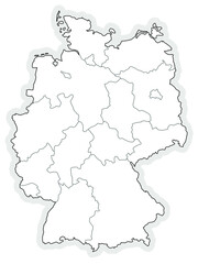 Contour map of Germany - black and white vector illustration.