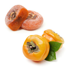 dried persimmon on white background 