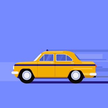 Illustration Of Popular Yellow Taxi Of Kolkata In India