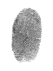 Black fingerprint made with ink on white background