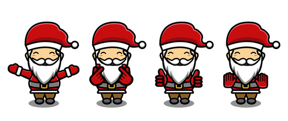 merry christmas santa claus set cartoon
