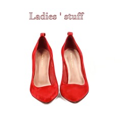 Women's red suede shoes. Illustration.