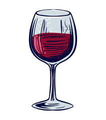Glass of red wine, color vector illustration