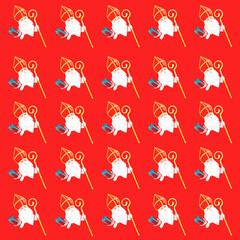 Dutch holiday Sinterklaas .pattern . Cute Saint Nicholas cartoon character . Symbol of the traditional holiday on December 6 in the Netherlands. 