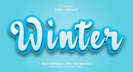 Winter editable text effect 3d style 