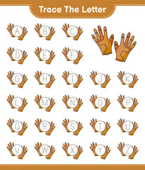 Naklejka na ściany i meble Trace the letter. Tracing letter alphabet with Foam Golf Gloves. Educational children game, printable worksheet, vector illustration