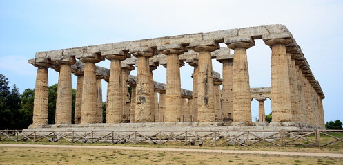 Temple of Neptune-Paestum, an ancient city of Magna Graecia called by the Greeks Poseidonia in honor of Poseidon, but very devoted to Athena and Hera. Under the Romans it takes the name of Paestum