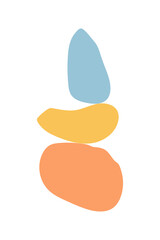 Color abstract zen stones. Flat style. Meditation, relax, spa, yoga, balance, nature concept. Boho colors. Simple flat vector illustration isolated on color background. Design element.