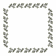 Fototapeta premium Square frame with positive summer green branches on white background. Vector image.
