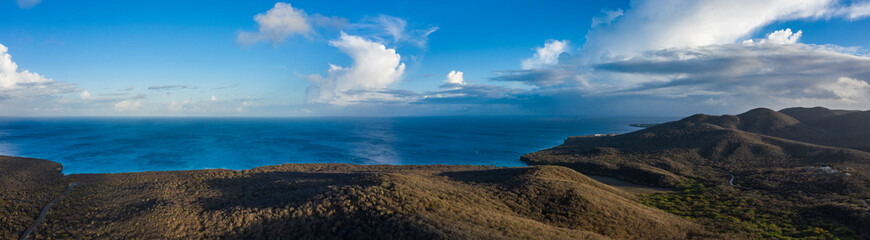 Aerial view above scenery of Curacao, the Caribbean