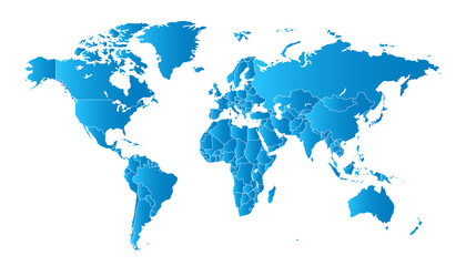 Fototapeta na wymiar World map. Color vector modern. Silhouette map.