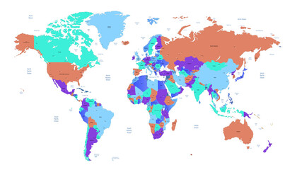 Obraz premium World map. Color vector modern. Silhouette map.
