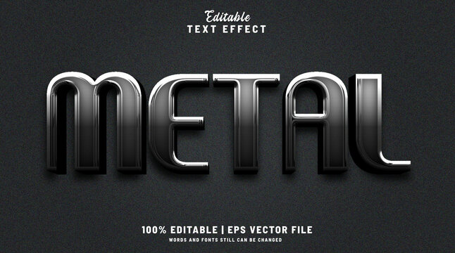 Metal editable text effect style 3d 