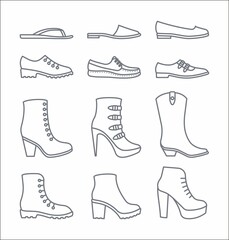 Outline shoes icons