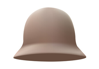 Fototapeta premium hat with short brim of delicate beige color on a white background. Isolated illustration of an elegant hat