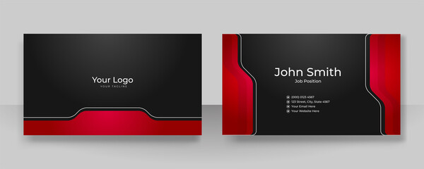 Modern Red Black Business Card - Creative and Clean Business Card Template. Luxury business card design template. Elegant background with abstract lines. Vector illustration