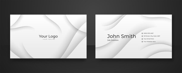 Modern simple white technology business card design template with abstract geometric waves. Modern Business Card - Creative and Clean Business Card Template. Vector illustration