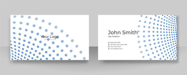 Modern white blue dot technology business card design template with abstract geometric triangles. Modern Business Card - Creative and Clean Business Card Template. Vector illustration
