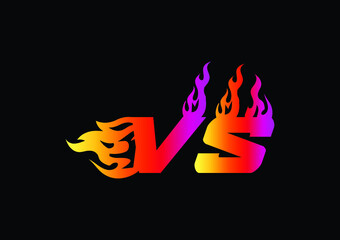 Fire VS Letter Logo And Icon Design Template