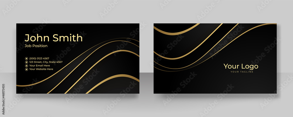 Poster modern simple luxury black and gold business card design template. business card design with elegant