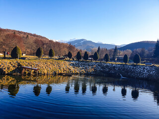 reflection in the lake, Arpasel Valley, Fagaras Mountains, Romania 
