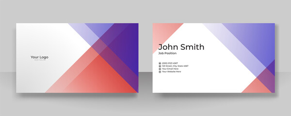 Fototapeta premium Modern elegant simple blue red business card design template. Creative luxury and clean business card with corporate concept. Vector illustration print template.