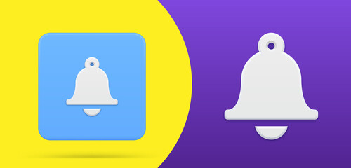 Notification ring bell simple 3d icon button set vector illustration. Alarm clock, incoming inbox